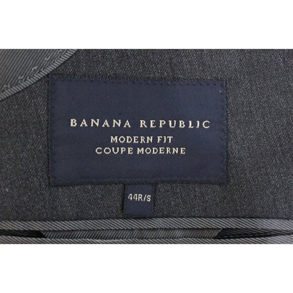 Banana Republic Men Jacket Blazer Sport Coat 2 Button Wool Canada Gray Sz 44 R - Picture 2 of 16